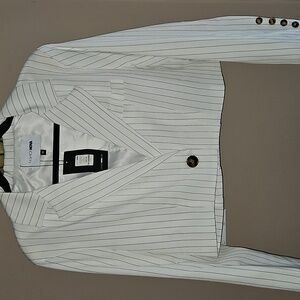 Cropped Pinstriped Blazer